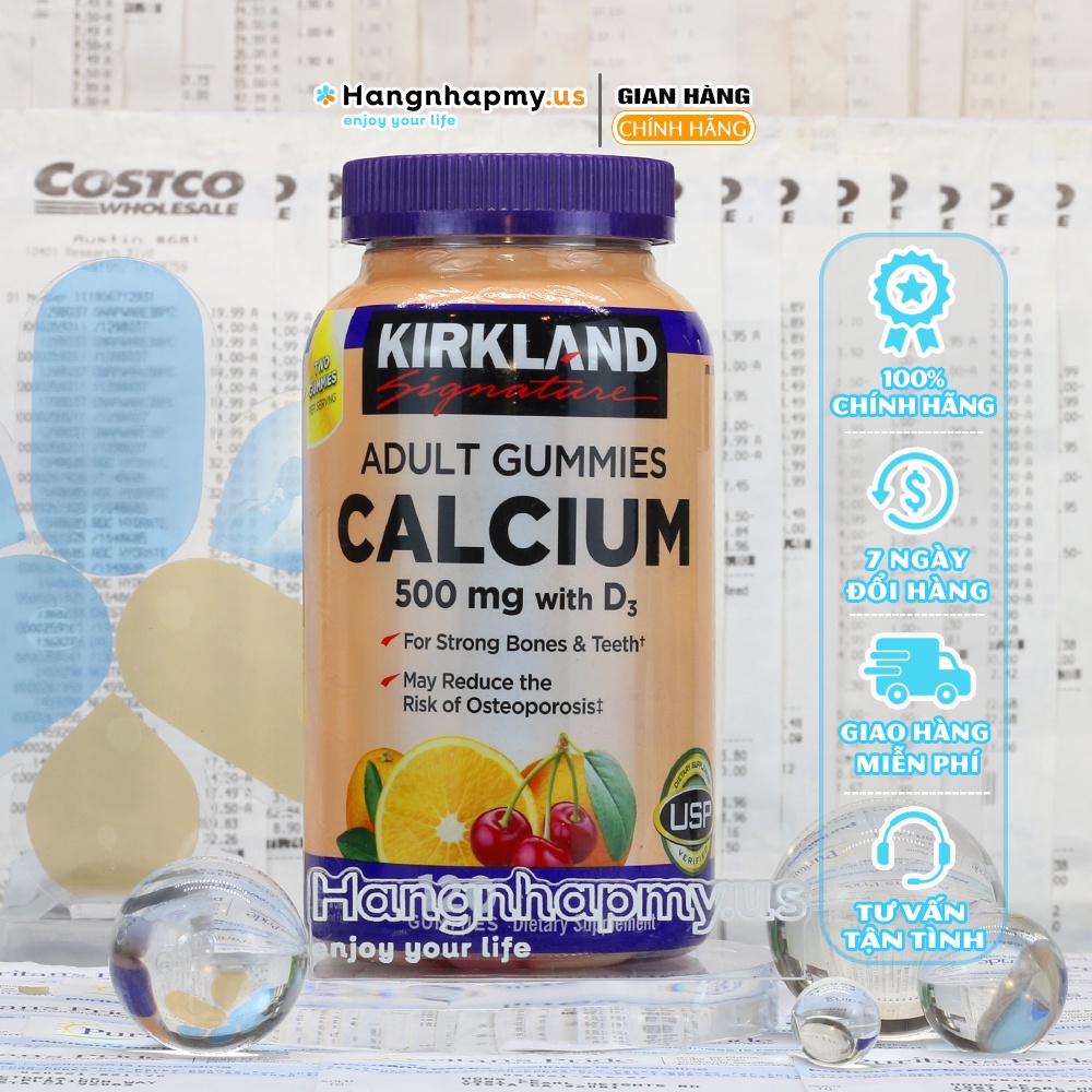 Kẹo dẻo vitamin dành cho người lớn Calcium 500mg with D3 Gummy 120 viên của Mỹ
