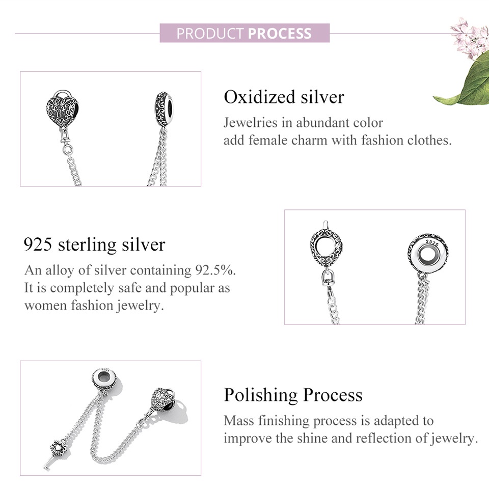 Mặt vòng cổ / vòng tay BAMOER bằng bạc 925 DIY thời trang cá tính