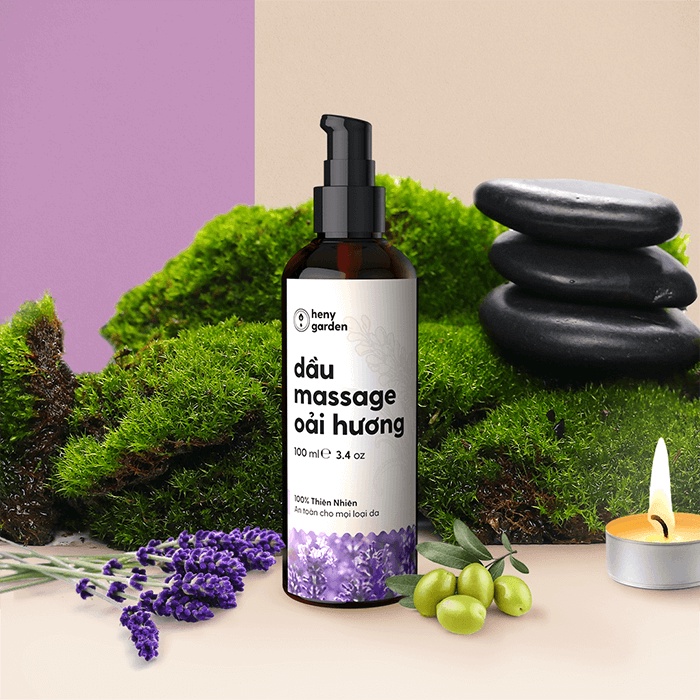 Dầu Massage Body Thiên Nhiên 100mL Heny Garden, Dưỡng Da Từ Dầu Mát Xa Hạt Nho, Olive và Cám Gạo