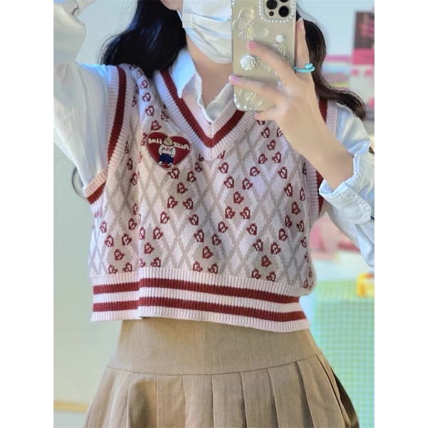 VN407 Áo gile học sinh croptop Hàn Quốc