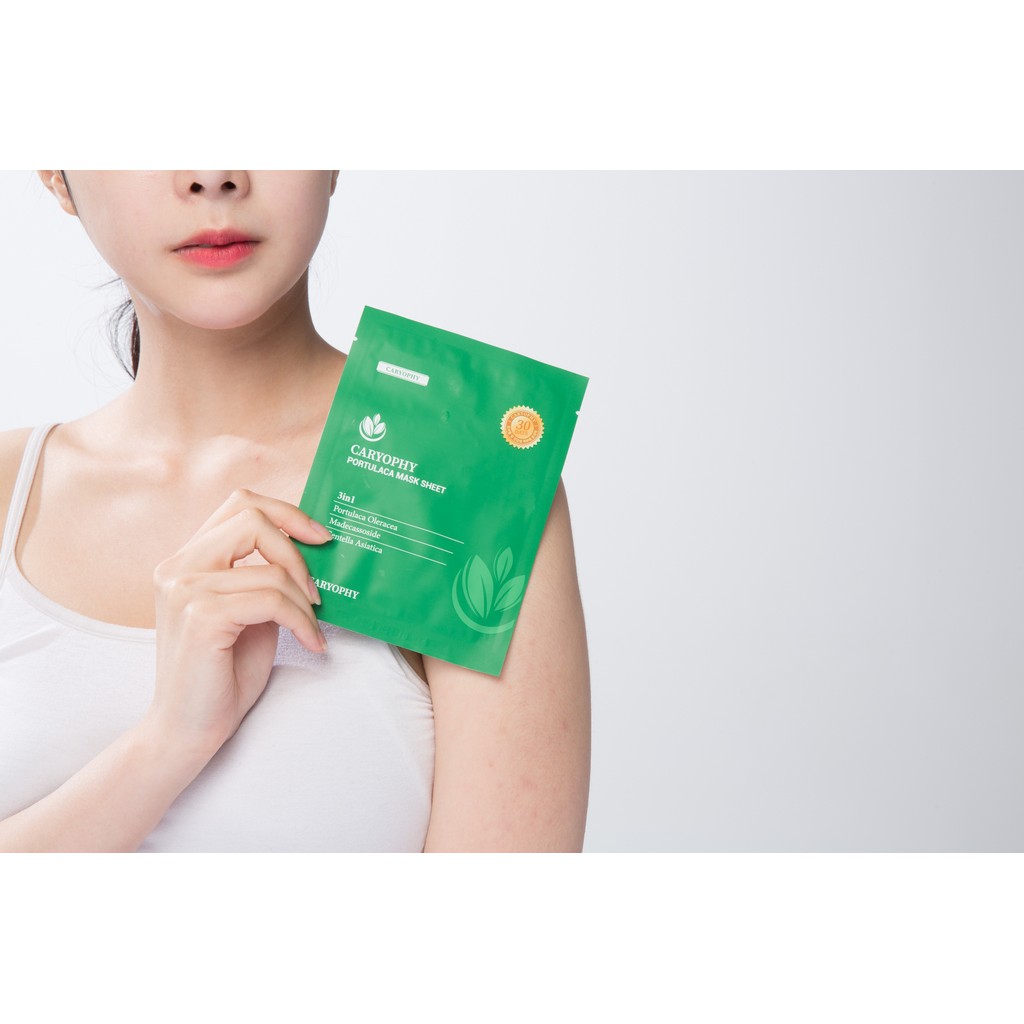 Mặt Nạ Giấy Dưỡng Da Caryophy Portulaca Mask Sheet 3In1 Dành Cho Da Mụn Và Thâm 22g