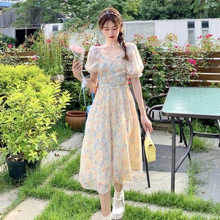 Đầm Công Chúa In Hoa Kiểu Vintage Pháp Ngọt Ngào Thời Trang Mùa Hè Cho Nữ