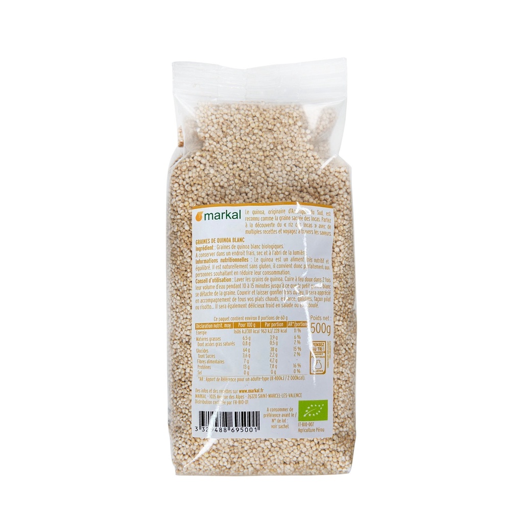 Hạt Diêm Mạch Quinoa trắng hữu cơ Markal 500G