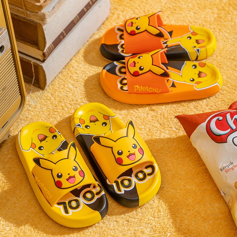 Pokemon kids Slippers Indoor Slippers Cute Pikachu Slippers Summer Cartoon Slippers Home Slippers Non-slip Soft Bottom Sandals and Slippers Bath Shoes Outdoor Slippers Baby Slippers
