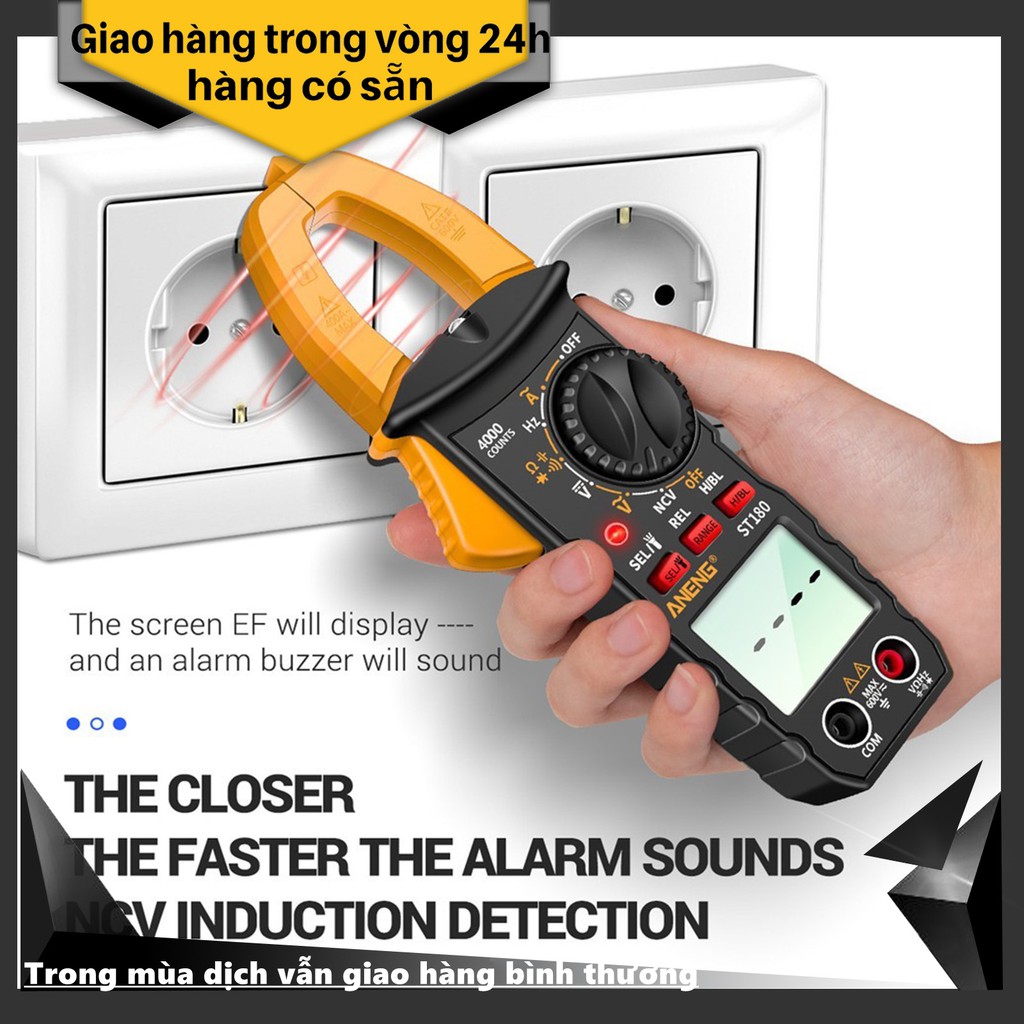 Ampe Kìm ANENG ST180, đồng hồ vạn năng Đo Tụ,Tần Số, Nhiệt Độ,Đồng Hồ Kẹp Dòng Điện Kỹ Thuật Số, 4000 Counts