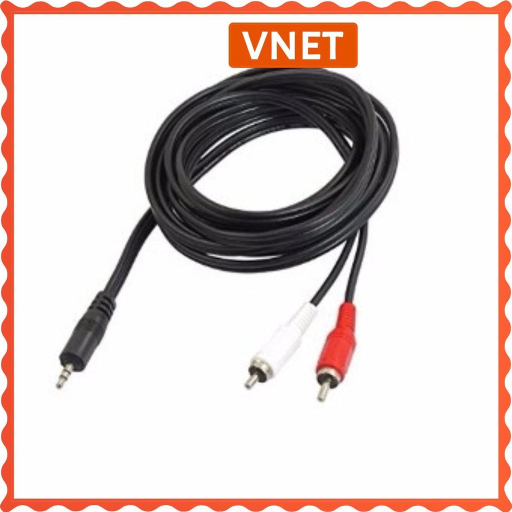 Dây loa 1- 2 / Dây 1 đầu 3.5mm ra 2 đầu hoa sen dài 1M5 / 3M / 5M cao cấp mới 100% tại VNET-DL01