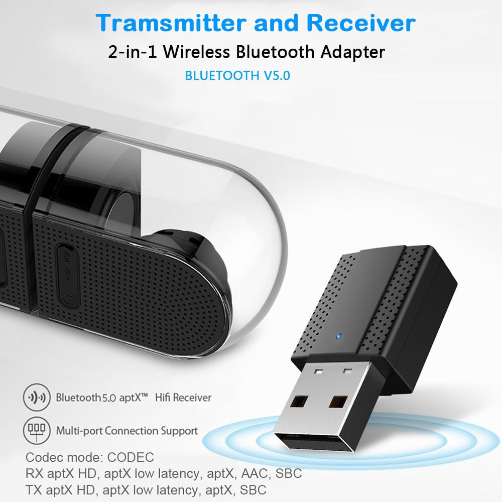 Bộ chuyển đổi 2 trong 1 thu phát không dây Bluetooth AUX cổng USB 5.0 3.5mm | BigBuy360 - bigbuy360.vn