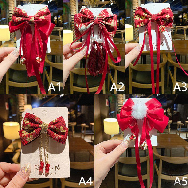 Kẹp Tóc Nơ Đỏ Họa Tiết Nhiều Thiết Kế Xinh Xắn Tùy Chọn Cho Bé Gái