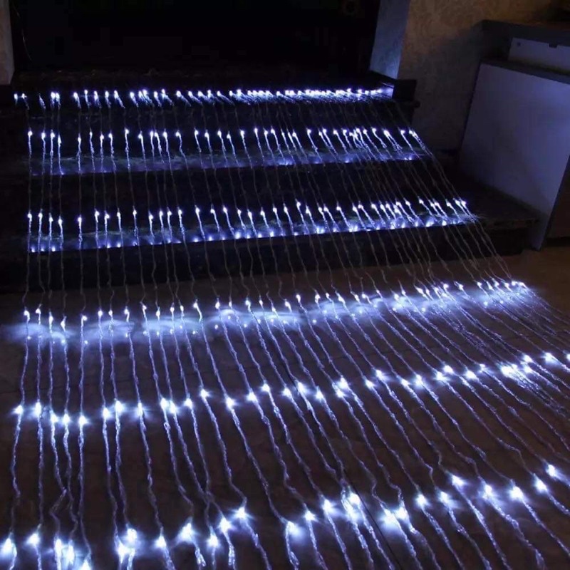 ✨Bộ đèn Led thả rèm mưa rơi/ thác nước - Đèn nháy thả mành, trang trí  cây đẹp mắt