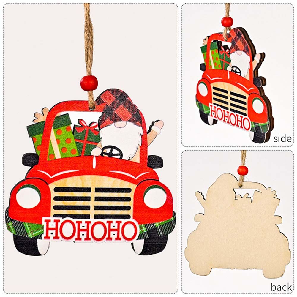 EXPEN Natural Wooden Pendants New Year Christmas Decoration Hanging Ornament Gift Hollow Creative Christmas Tree Truck Home Wood Crafts