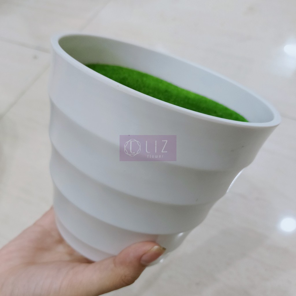 CHẬU NHỰA PHỦ CỎ XANH NHIỀU MÀU SẮC LIZ108