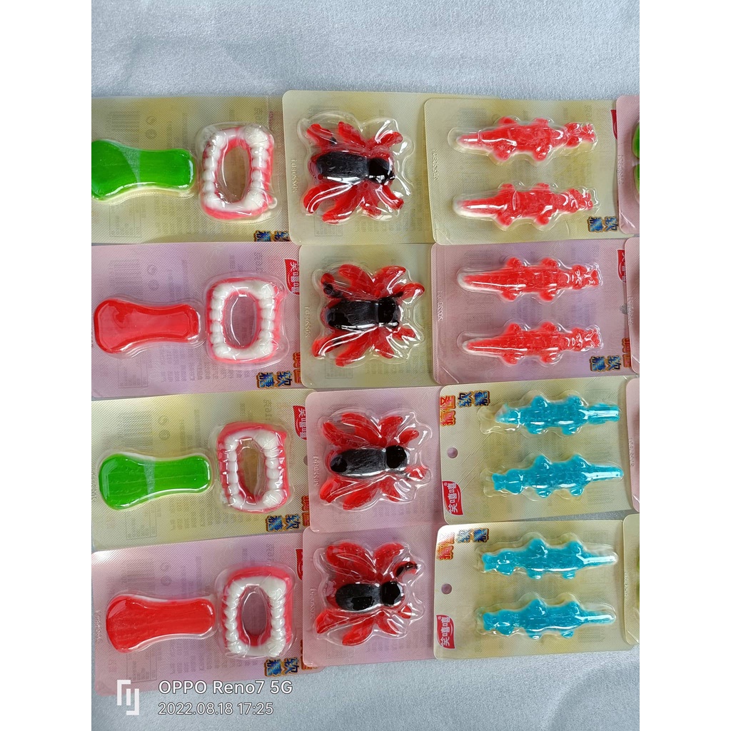 [ Siêu kute ] Combo 30 cái Kẹo dẻo hoạt hình / Kẹo dẻo hình Cá sấu , ếch, nhện, răng vị hoa quả tổng hợp đáng yêu