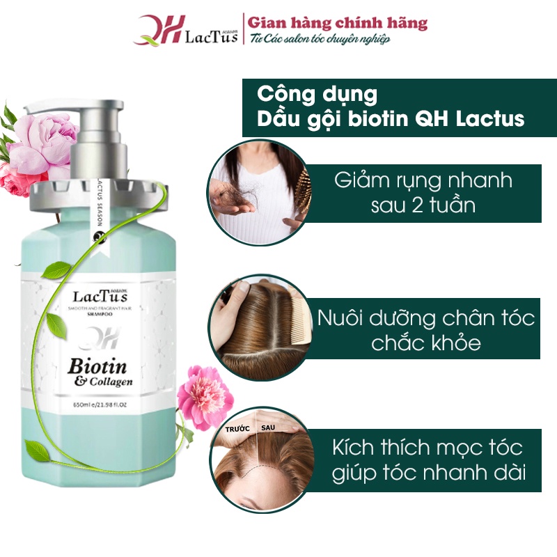 Dầu gội biotin Lactus season giảm tóc gãy rụng, giảm gàu, dầu thừa và bã nhờn 650ml