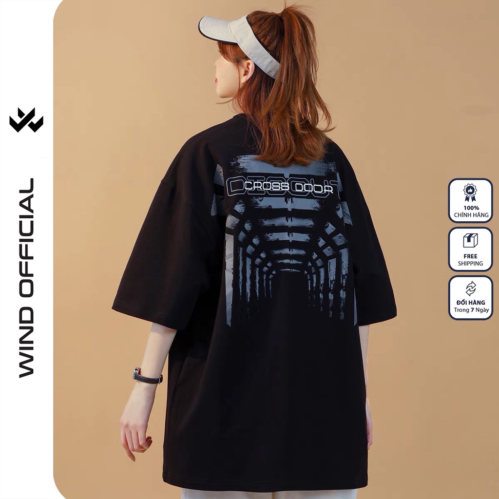 Áo thun tay lỡ W WIND phông unisex form rộng Cross Door nam nữ cotton ulzzang oversize