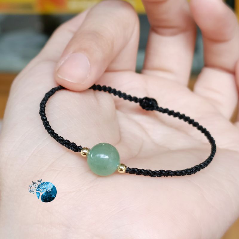 Vòng tay tết dây đá aventurine xanh