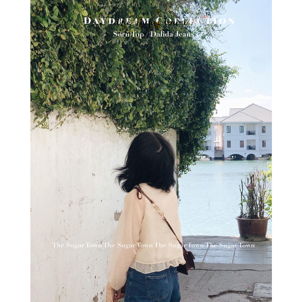 Poppy Top áo sơ mi voan hạt cổ bèo dáng croptop | BigBuy360 - bigbuy360.vn