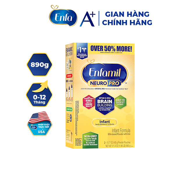 Sản phẩm dinh dưỡng công thức Enfamil NeuroPro Infant Formula 890g (Dành cho trẻ 0 – 12 tháng tuổi)