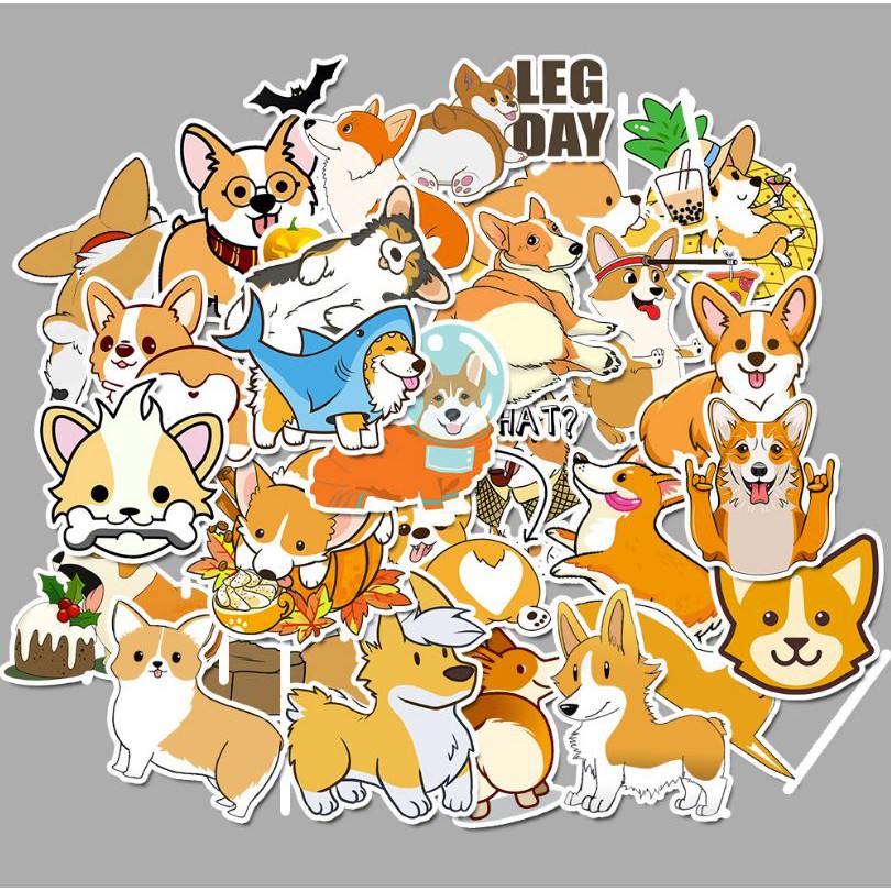 Sticker CORGI nhựa PVC không thấm nước, dán nón bảo hiểm, laptop, điện thoại, Vali, xe, Cực COOL #183