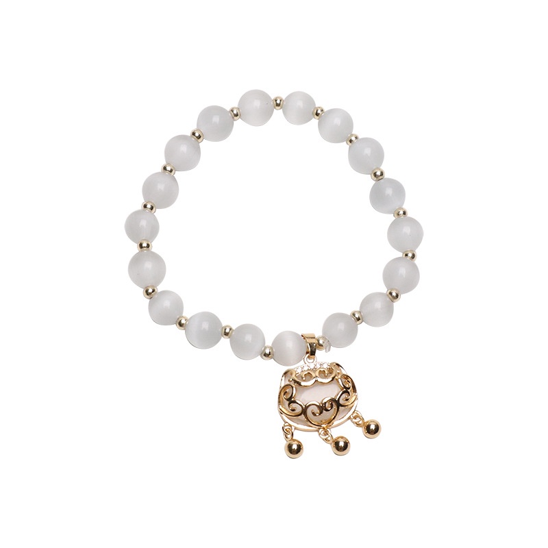 Vòng tay đính đá opal trắng thiết kế tua rua phong cách xuân hè thời trang cho nữ