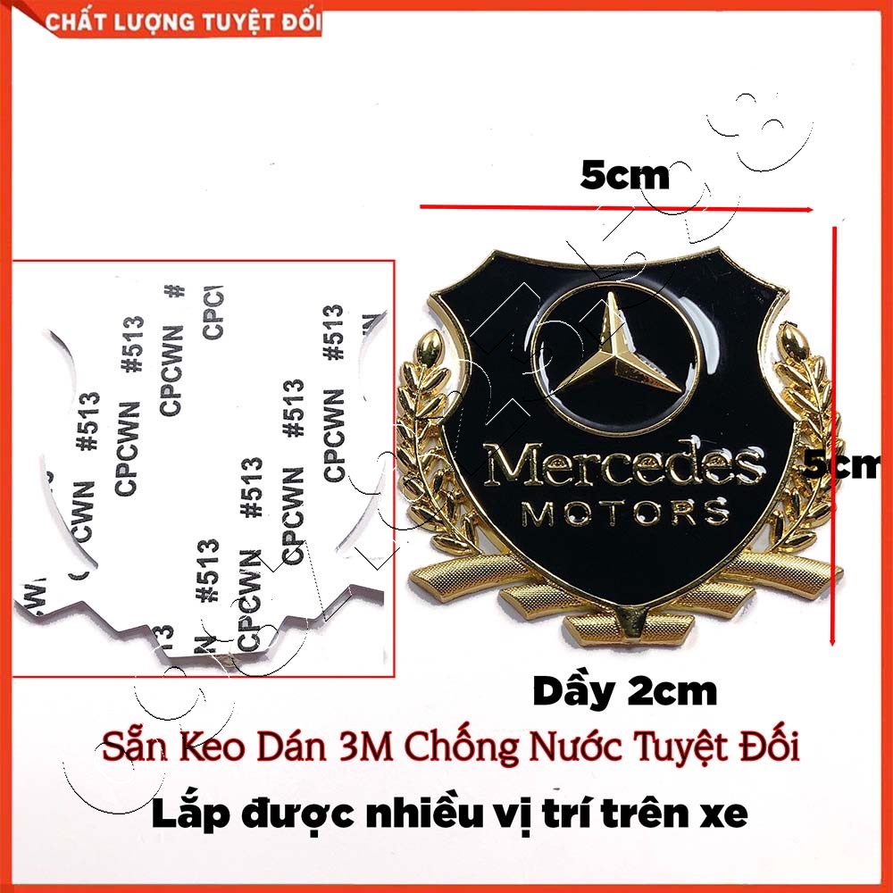 Cặp Logo Bông Lúa Thương Hiệu Mercedes Dán Xe Trang Trí - Hàng Loại 1