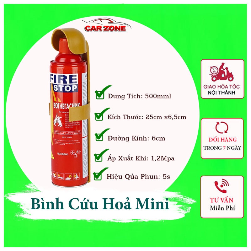 Bình Chữa Cháy Mini Ô Tô-Dung Tính 500mml, Dập Lửa Siêu Tốc