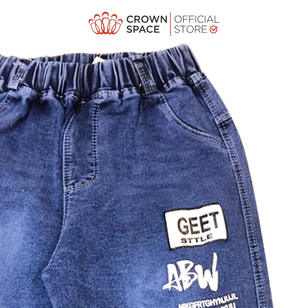 Quần Jeans Bé Trai Crown Space Cao Cấp CKBL2711404-Siêu Nhẹ Chống Nhăn, Xanh Pastel Chuẩn Anh Quốc Size 22kg-36kg