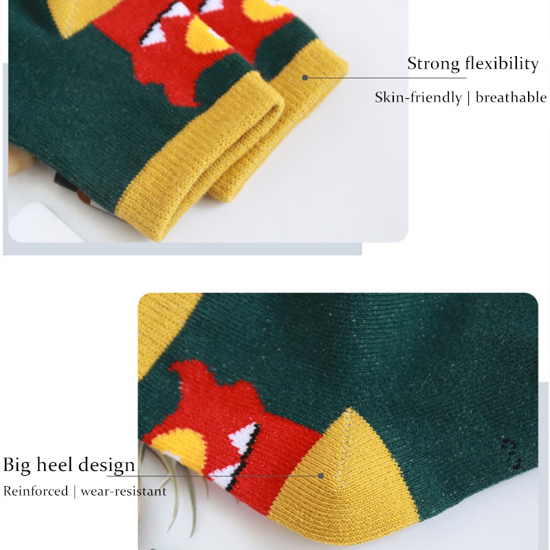 Set 5 đôi tất KokoroCare UC-01 bằng cotton ống cao trung bình hình quái vật nhỏ phù hợp cho bé 1-12 tuổi S/M/L/XL