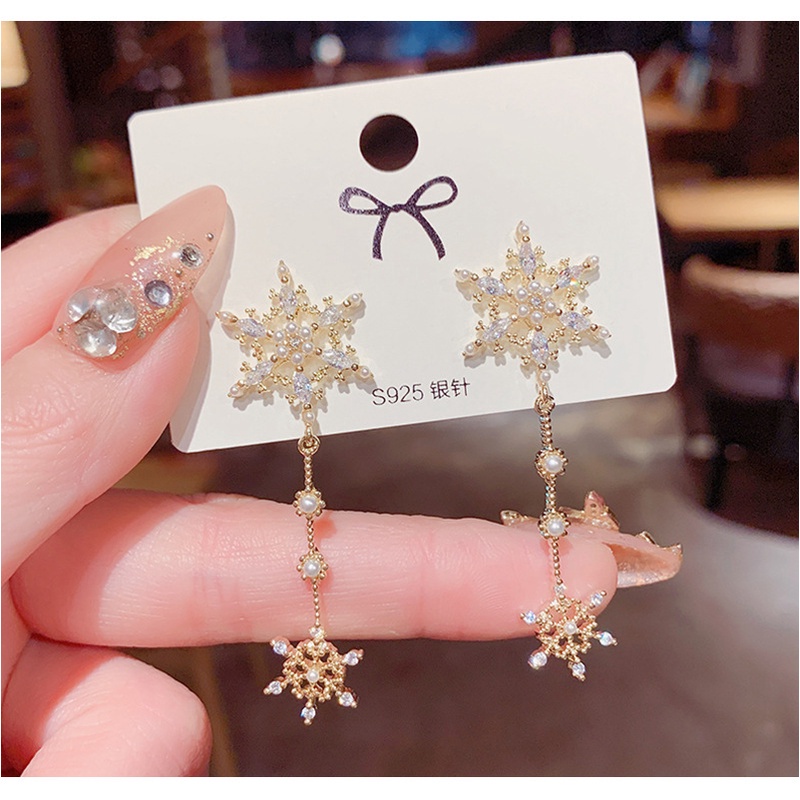 Bông tai mạ bạc 925 đính ngọc trai nhân tạo thời trang