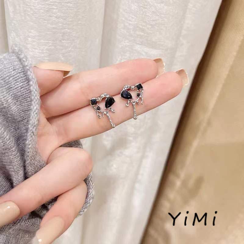 Bông tai mạ bạc 925 hình trái tim thời trang phong cách Hàn Quốc cho nữ