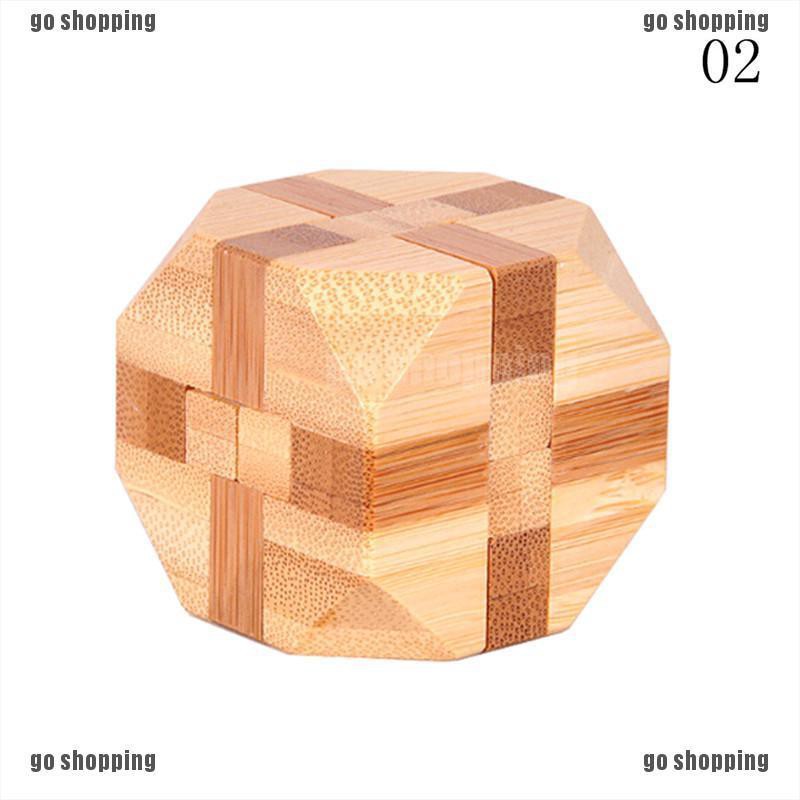 {go shopping}Fashion IQ Brain Teaser Kong Ming Lock Wooden Interlocking Burr 3D Puzzles Game Toy Gift