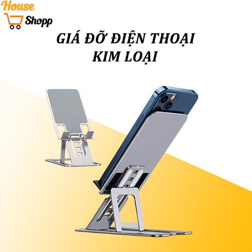 Giá đỡ điện thoại để bàn chất liệu kim loại cao cấp có thể diều chỉnh và gấp gọn, giao màu ngẫu nhiên