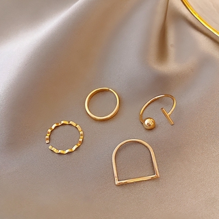 Geometric shape ring, 4 ring fashion accessories