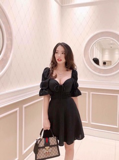Đầm tay phồng bo eo