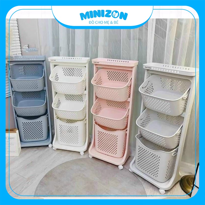 Kệ Nhựa 3 Tầng Việt Nhật Plastic Đa Năng Có Giỏ Đựng Đồ Mẫu Mới | Minizon Kids