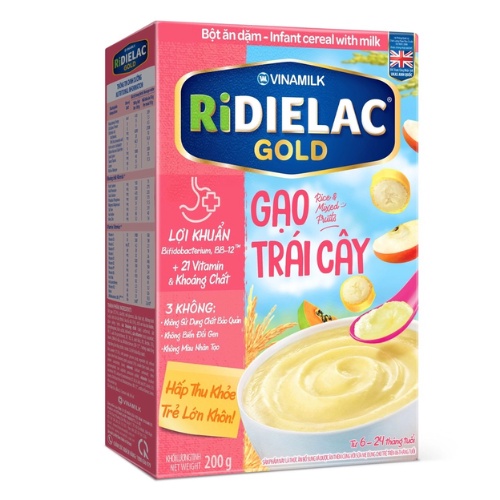 Bột ăn dặm Ridielac Gold gạo trái cây HG 200g (Từ 6 - 24 tháng)