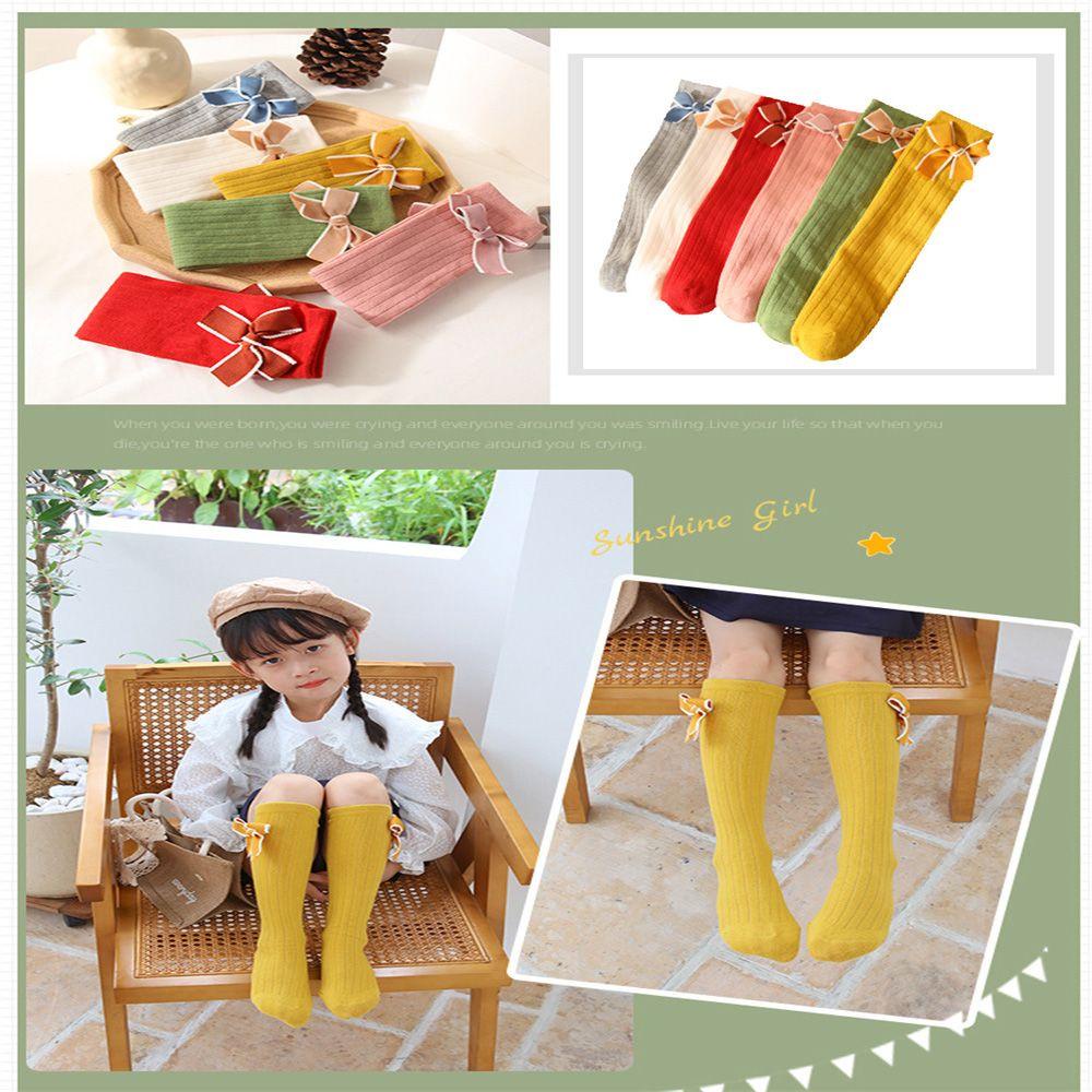 BEAUTY Vớ Ống Thấm Hút Mồ Hôi Đính Nơ Thời Trang Thu Đông Ấm Áp Cho Bé