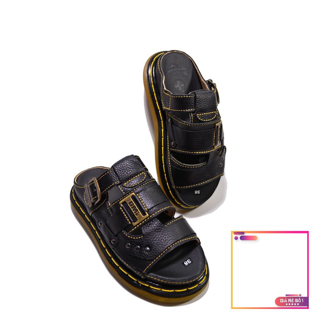 Dép Nam Quai Ngang Doctor Dr.Martens Da Bò Cao Cấp Hàng VNSX - Đế Lót Da Bò - Mã D11 -v01