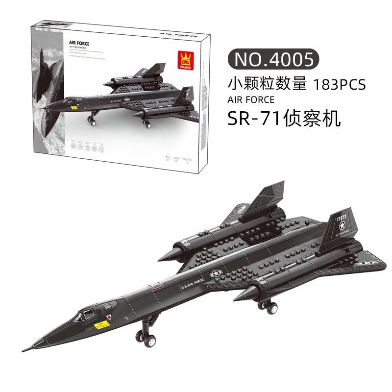 Xếp Hình Wange 4005 - Lắp ráp mô hình máy bay phi cơ do thám Sr-71 Blackbird 183 mảnh ghép