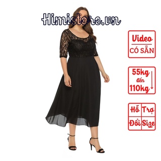 ĐẦM BIG SIZE DỰ TIỆC FORM CHỮ A TAY LỠ PHỐI REN CỰC KÌ SANG TRỌNG - BY HIMISTORE.VN