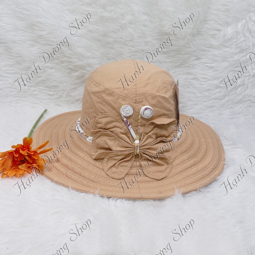 Mũ đẹp nón bo nữ vành rộng 9cm gắn cánh bướm có kết tít xung quanh phù hợp cho nữ