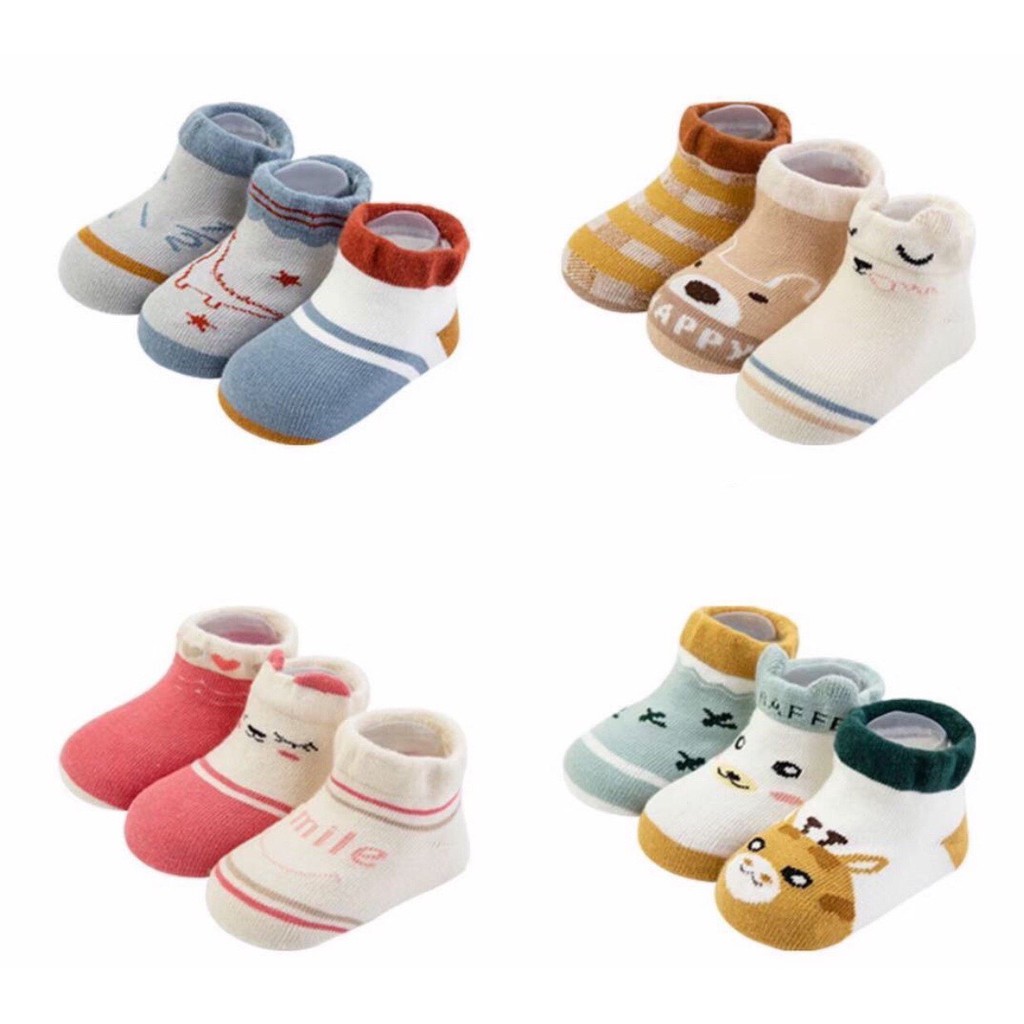 Sét 3 đôi chống trơn Robibabi Chất liệu Cotton co giãn, mỏng và mềm mại có khả năng thấm hút mồ hôi nhanh chóng