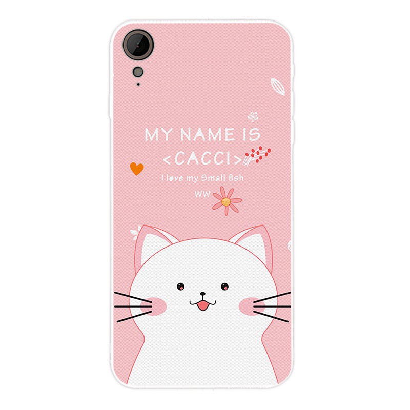 Ốp điện thoại silicone in hình đầu mèo cho HTC Desire 526 530 630 650 626 820 825 828 830 10 Pro EVO