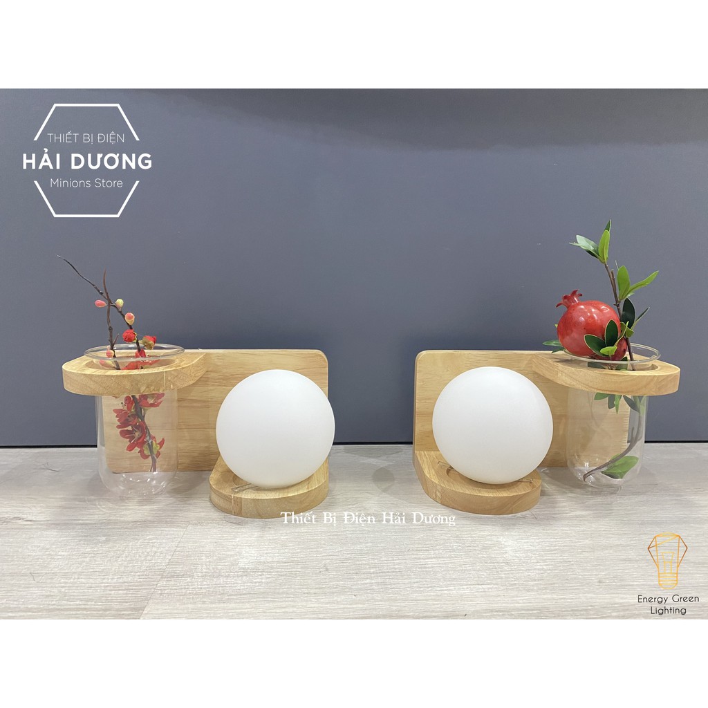Đèn Tường Kệ Gỗ Chao Thủy Tinh Hiện Đại DT-2714 - Trang Trí Căn Phòng - Energy Green Lighting - Đã Bao Gồm Bóng