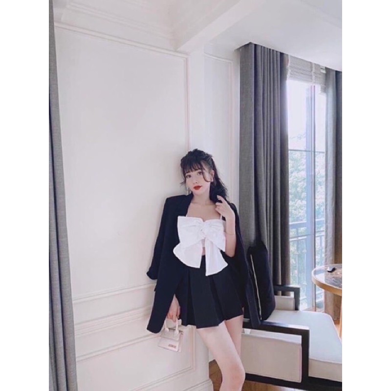 ÁO KIỂU HAI DÂY NƠ CROPTOP SEXY