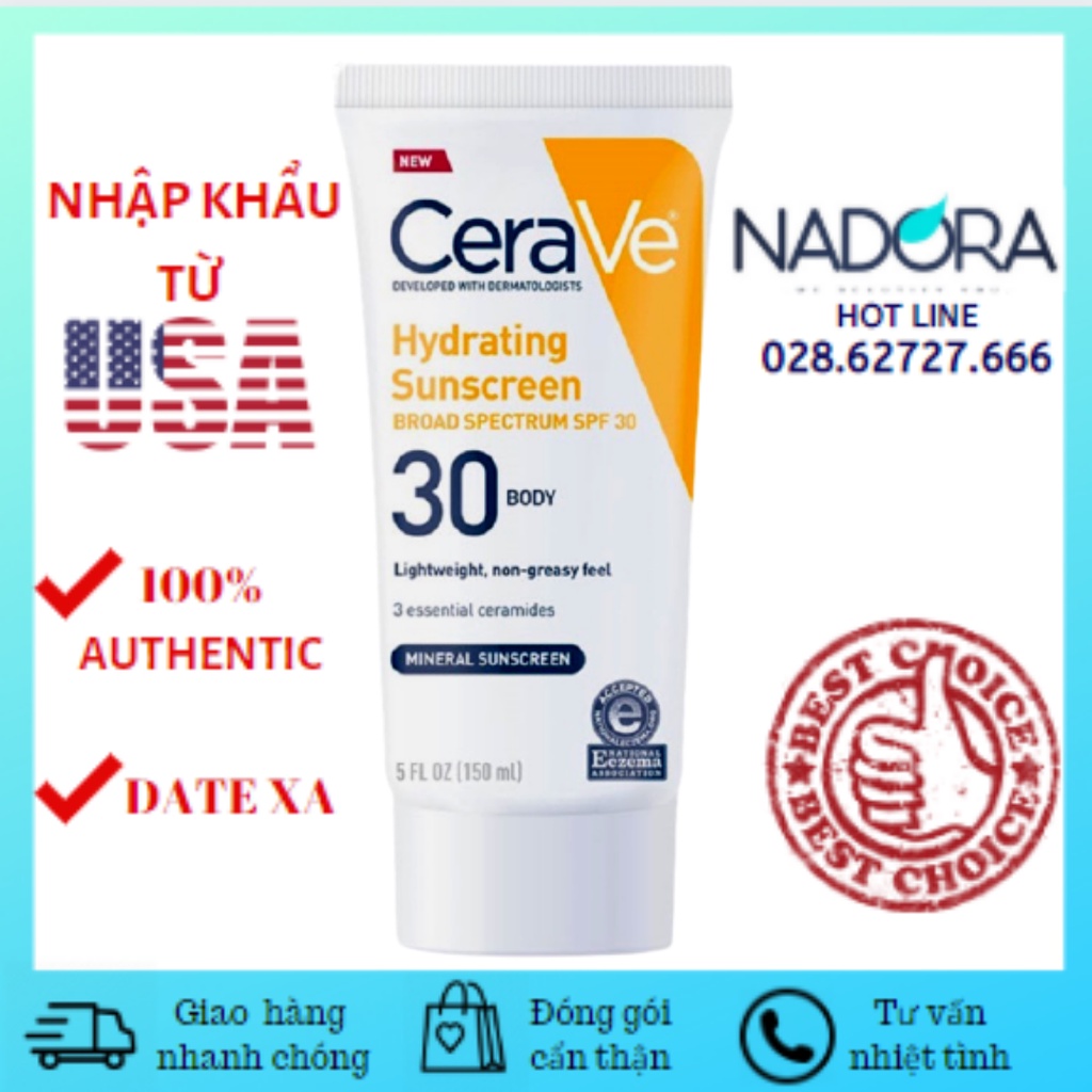 Kem Chống Nắng Dành Cho Body Cerave Hydrating Suncreen Board Spectrum SPF 30 (150ml)