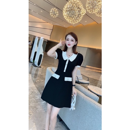 Đầm xoè dáng chữ A cổ bèo tay bồng hàng quảng châu cao cấp