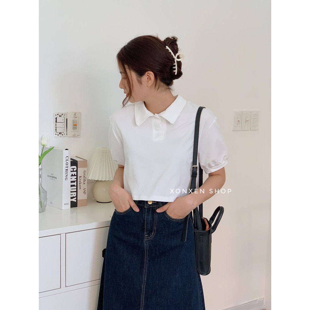 Áo thun polo nữ croptop chất cotton thoáng mát Xonxen shop free size mã 1143 | BigBuy360 - bigbuy360.vn