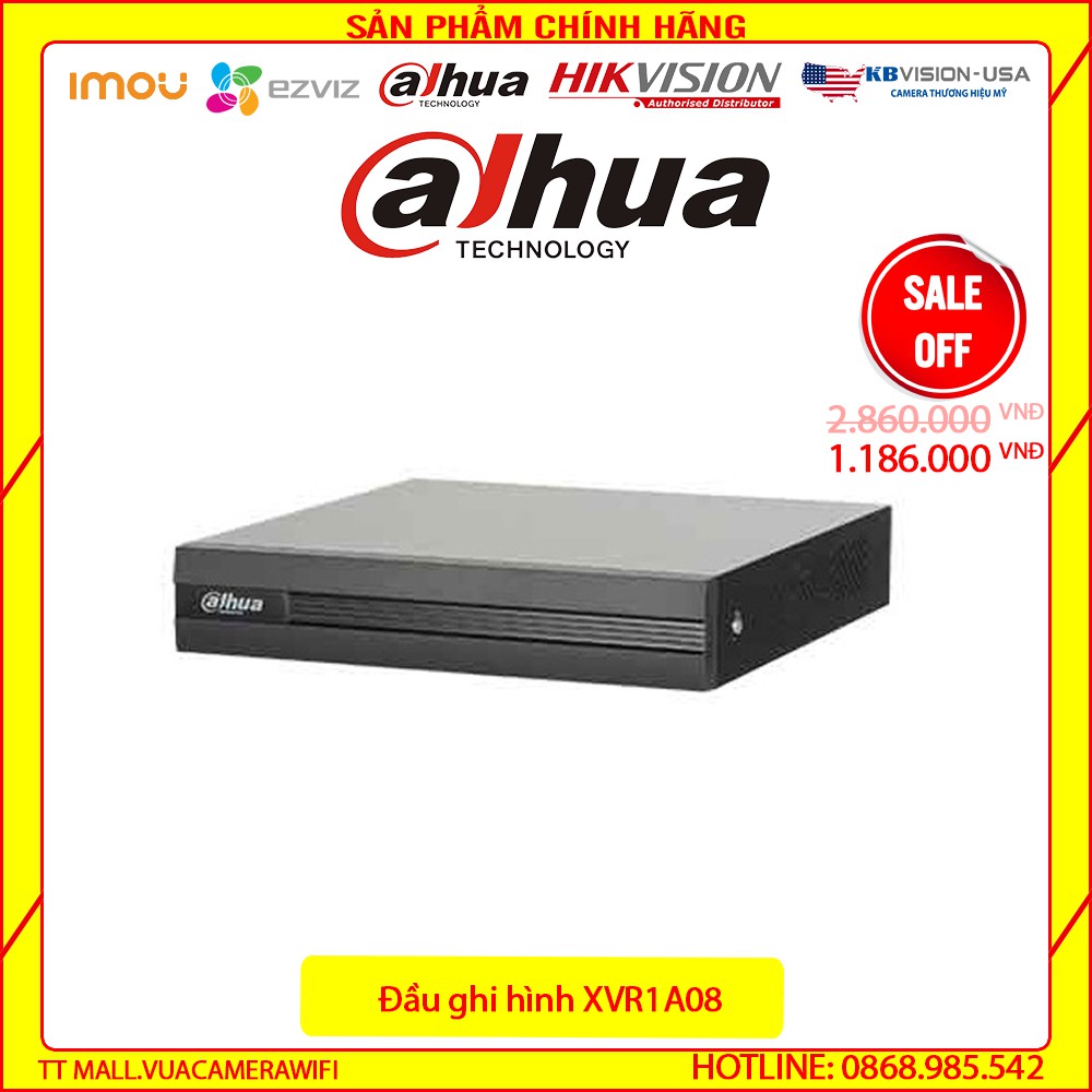 [GIÁ LẺ RẺ NHƯ GIÁ BUÔN]Đầu Ghi Hình Camera Dahua DH-XVR1A08 8 Kênh HD - Tích Hợp Tên Miền Miễn Phí Trọn Đời