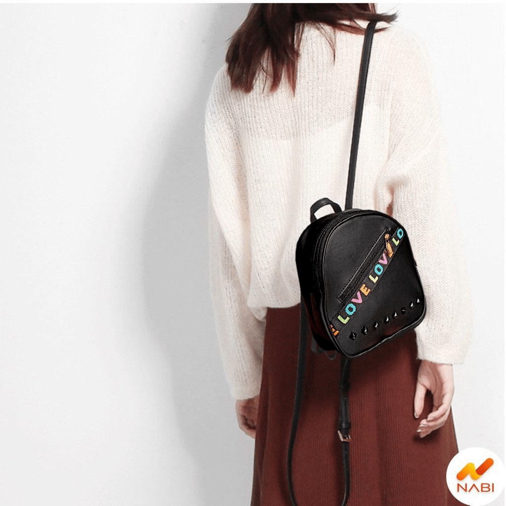 Balo nữ mini da mềm nhiều màu đính LOVE xinh xắn [New Unisex]