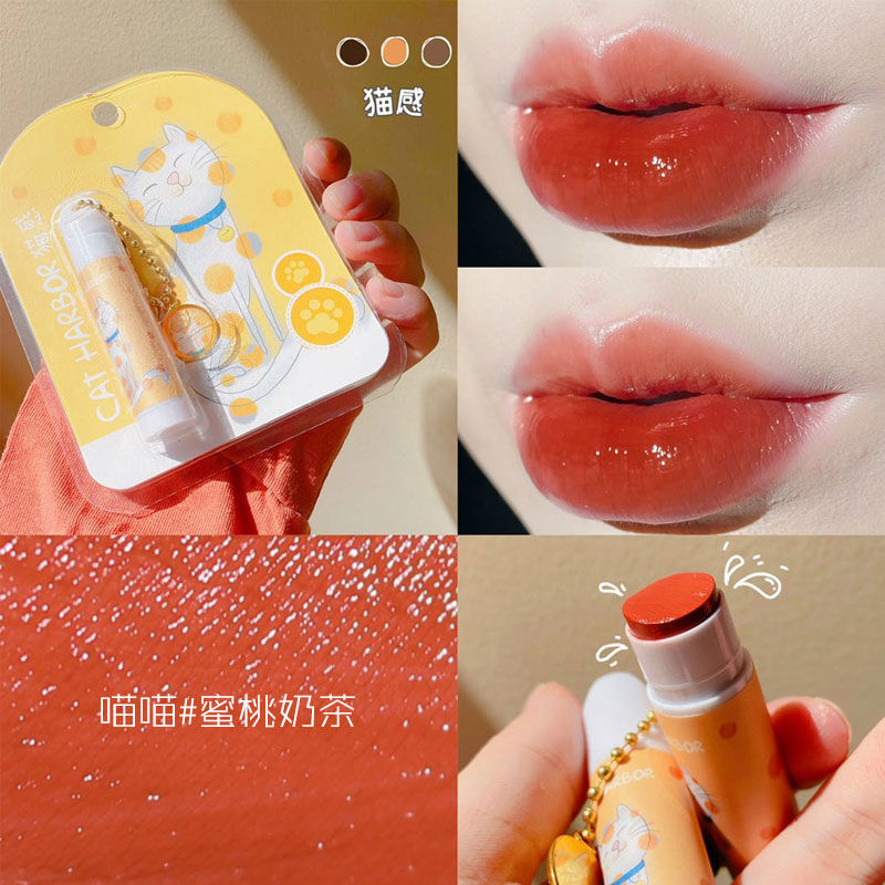 [Hàng mới về] Son môi cấp ẩm trang trí mặt hình mèo dễ thương